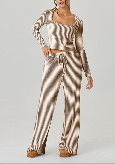 Slouchy Stripe Crop Top Set