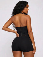Sculpted Plunge Halter Top