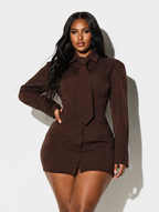 Lace-Up Tie Shirt Dress