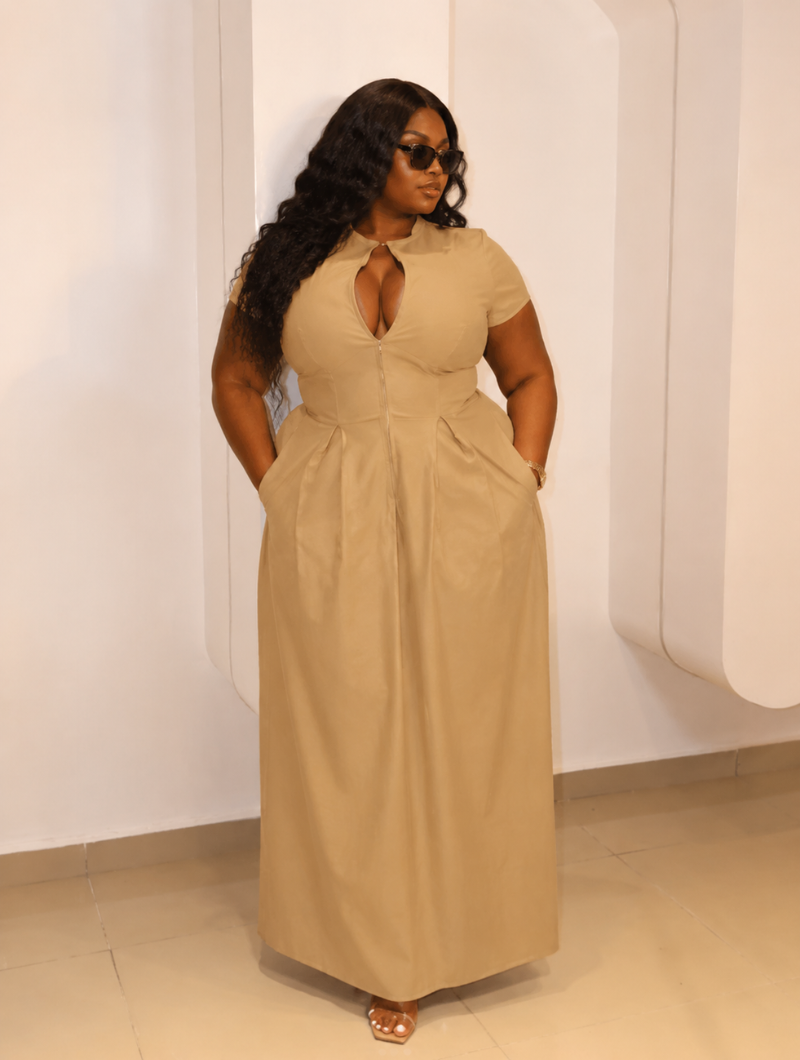 Zip Front Maxi Dress