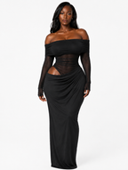 Off-Shoulder Mesh Maxi