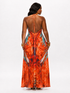 Sunset Print Halter Maxi