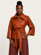 Croc Belted Leather Jacket