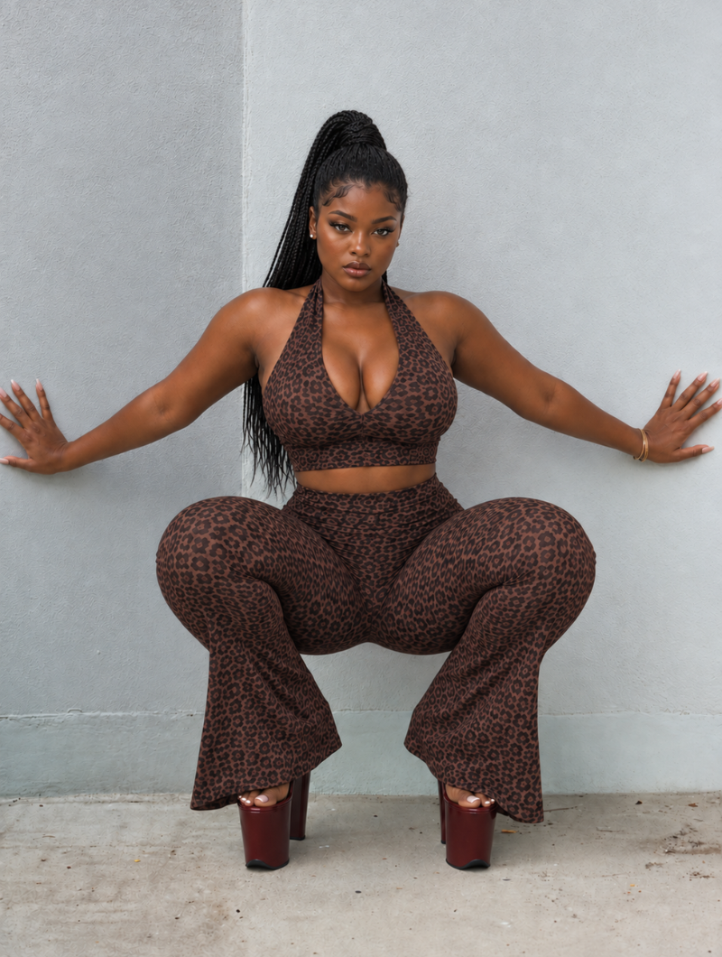 Mocha Leopard Flare Set