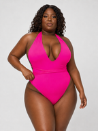 Plunging High-Cut Pink One-Piece