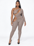 Stripe Tease Cutout Jumpsuit