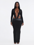 Plunge Backless Maxi Dress