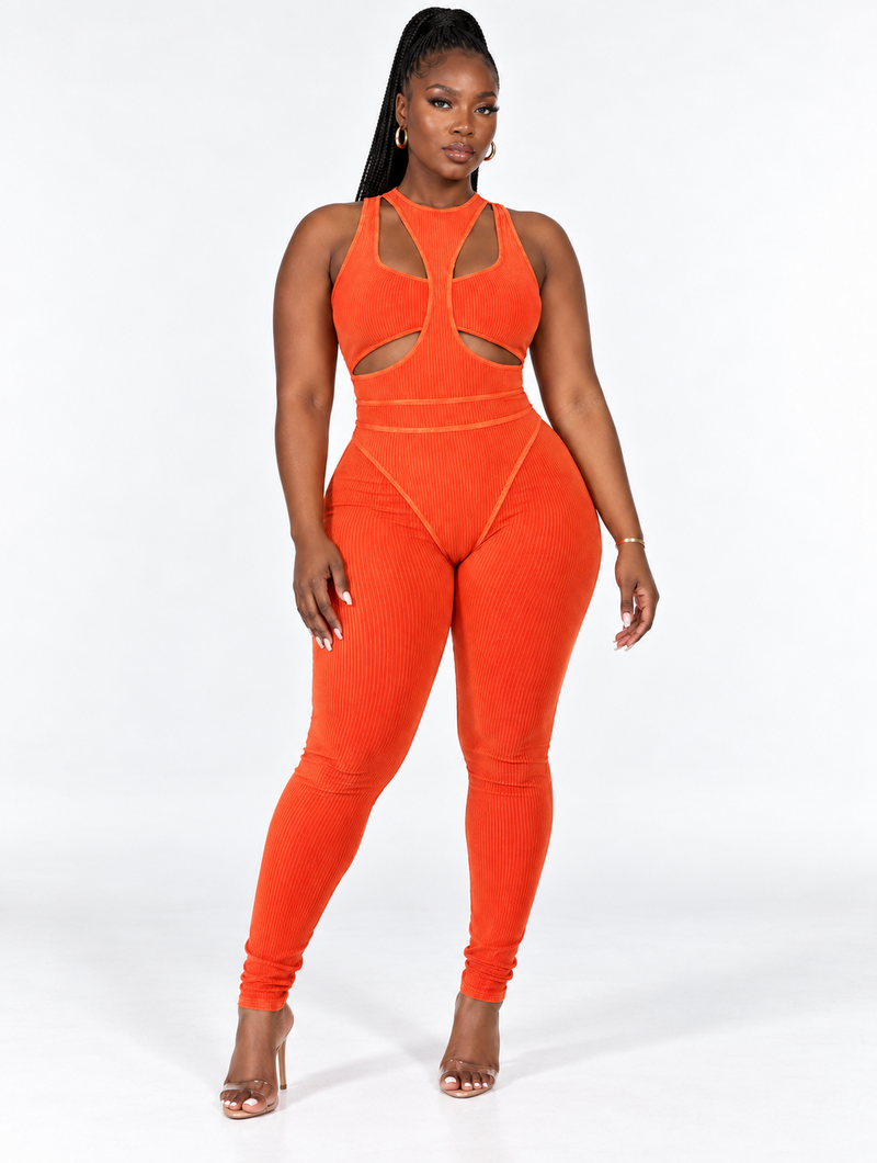 Sunset Ribbed Cutout Jumpsuit (Pre-Order)