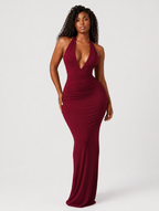 Sultry Plunge Halter Gown