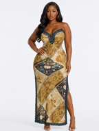 Satin Lace Trimmed Maxi