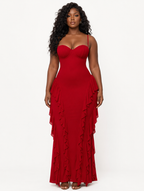 Red Ruffle Maxi Dress