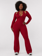 Wine Red Flare Jumpsuit