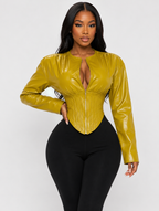 Hourglass Zipper Leather Top