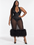 Midnight Feather Corset Set