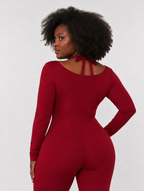 Wine Red Flare Jumpsuit