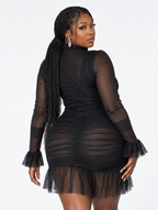 Sheer Ruffle Bodycon Dress