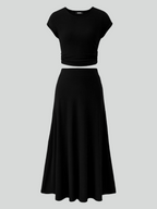 Two piece skirt elastic waist midi skirt