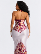Backless Floral Satin Maxi
