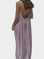 Solid Color Backless Cami Dress