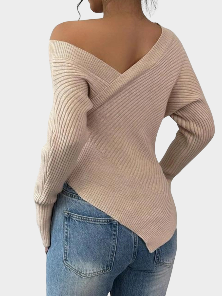 Ribbed Asymmetrical Off-Shoulder Top