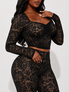 Noir Floral Lace Ensemble