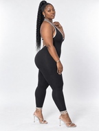 Contrast Piping Halter Catsuit
