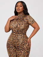 Leopard Backless Bodycon Jumpsuit