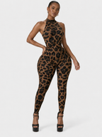 Leopard Luxe Halter Catsuit