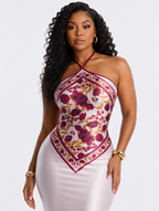 Backless Floral Satin Maxi