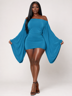 Draped Sleeve Mini Dress