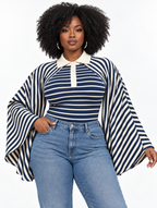 Striped Wing Polo Top