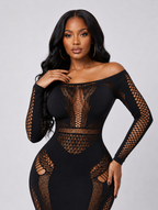 Geometric Hollow-Out Bodycon