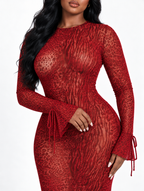 Scarlet Leopard Mesh Dress