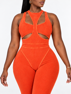 Sunset Ribbed Cutout Jumpsuit (Pre-Order)