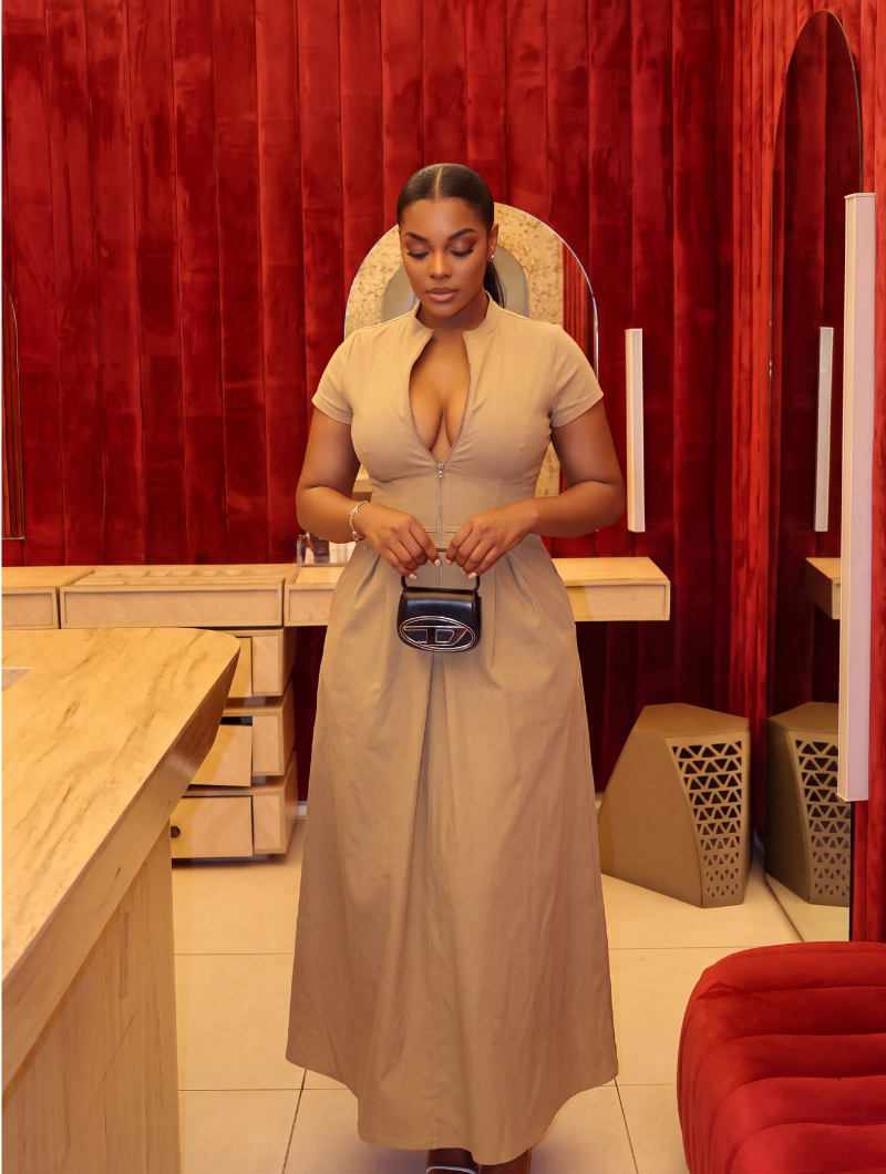 Zip Front Maxi Dress