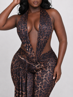 Wild Leopard Plunge Jumpsuit