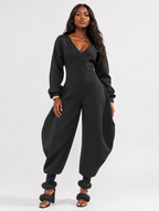 Plunging V Barrel Jumpsuit
