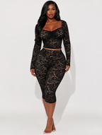 Noir Floral Lace Ensemble