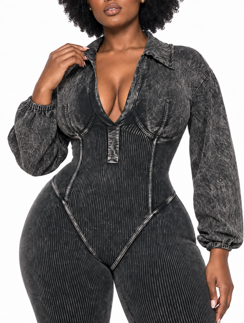 Washed Rib Bustier Catsuit