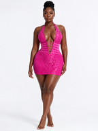 Pink Lace Halter Mini