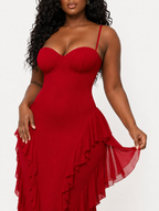 Red Ruffle Maxi Dress