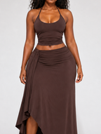 Asymmetric Ruffle Maxi Set