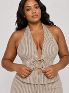 Riviera Pinstripe Halter Set
