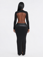 Plunge Backless Maxi Dress