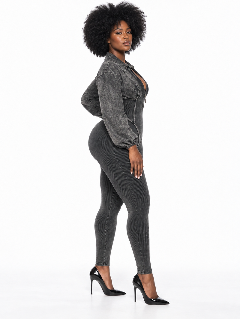Washed Rib Bustier Catsuit