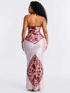 Backless Floral Satin Maxi