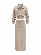 Buttoned Knit Maxi Set