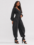 Plunging V Barrel Jumpsuit