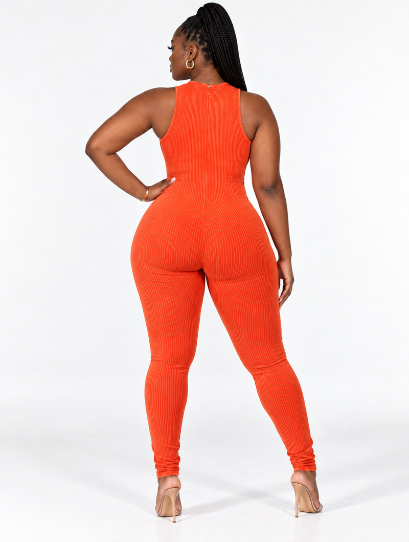 Sunset Ribbed Cutout Jumpsuit (Pre-Order)
