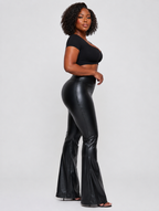 V-Waist Bodycon Leather Flares